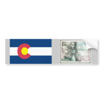 Colorado Map and State Flag bumper stickers
