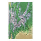postcard - An aerial perspective 3D terrain rendering, looking southwest across Colorado. The northern Front Range and Rocky Mountain National Park are in the foreground, the Sangre De Cristo and San Juan Mountains in the far back.