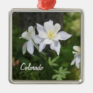 Colorado White Columbine Christmas Ornament