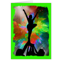 Colorburst Background with Cheerleraders Greeting Card
