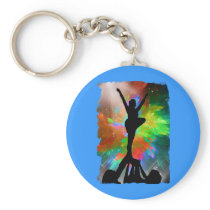 Colorburst Background with Cheerleraders Key Chains