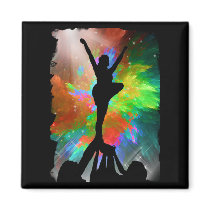 Colorburst Background with Cheerleraders Refrigerator Magnets