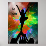Colorburst Background with Cheerleraders Poster