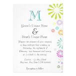 Colorbursts Monogram Wedding invitations