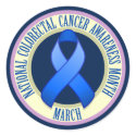 Colorectal Cancer Awareness Month Round Sticker by jamieco Colorectal Cancer Awareness Month Round Sticker