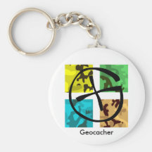 Colored and logoed Geocaching Keychain