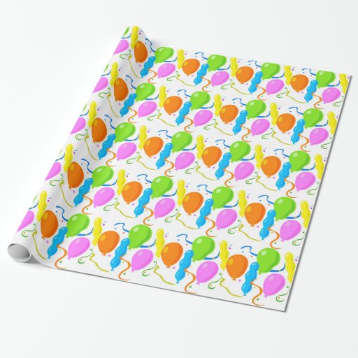Colored Birthday Party Balloons Wrapping Paper Zazzle