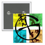 Colored Camo Geocaching Logo Pinback Buttons