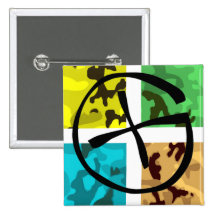 Colored Camo Geocaching Logo Pinback Buttons