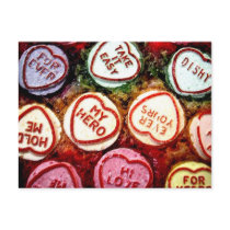 Colored Candy Hearts postcards