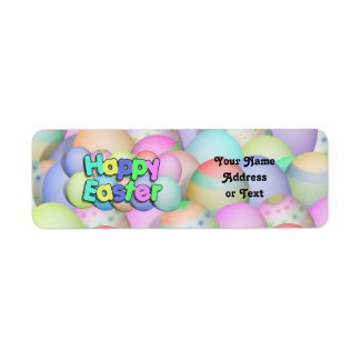 Colored Easter Eggs - Happy Easter label