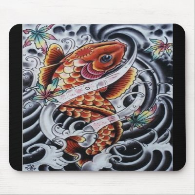 koi tattoo pictures. Colored Koi Tattoo Mousepad by