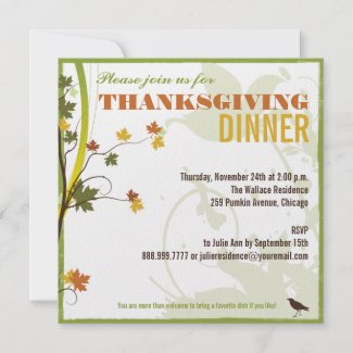 Colored Leaves Thanksgiving Dinner Invitation