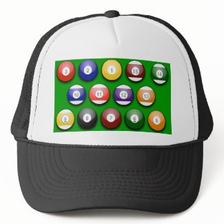 Coloured Numbered Pool Balls on a Hat hat