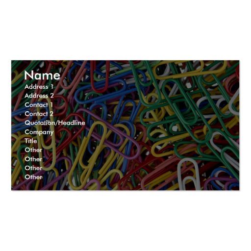 Colored paper clips business cards (front side)