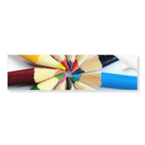 Colored Pencil Circle Bumper Stickers