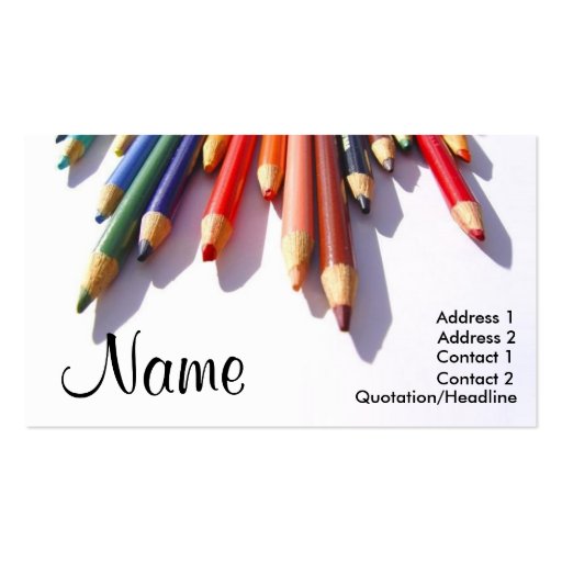 Colored Pencils Fully Customizable Business Card (front side)