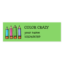 Colored Pencils green small Business Card