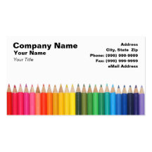 Colored Pencils in a Row Business Card Templates