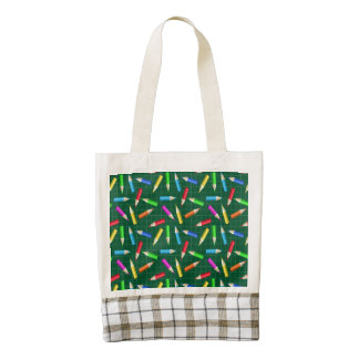 Colored Pencils on Green Grid Zazzle HEART Tote Bag