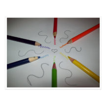 colored pencils post cards