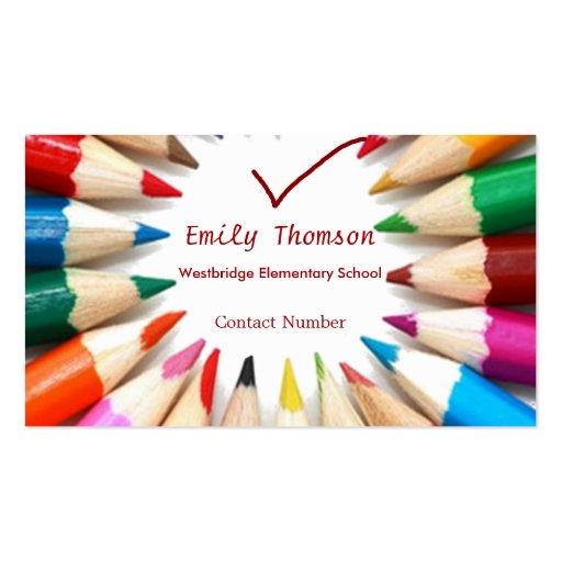 Colored Pencils Teacher's Business Card