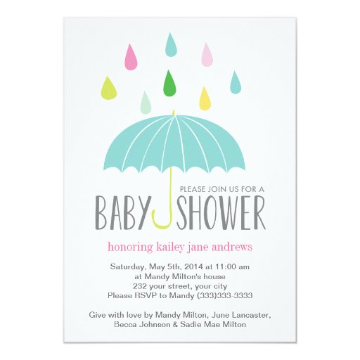 Colored Raindrops Baby Shower Invite Zazzle