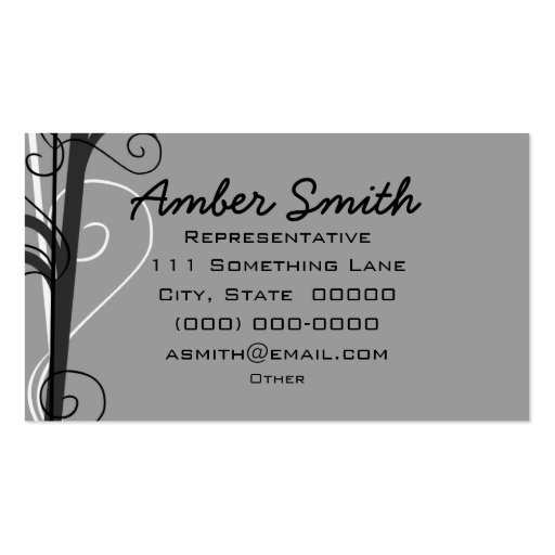 Colored Swirls (Black And White) Business Card (back side)