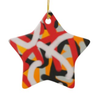 colorful 0748 abstract art Double-Sided star ceramic christmas ornament