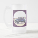Colorful 1920s Vintage Automobile Drinks Glass