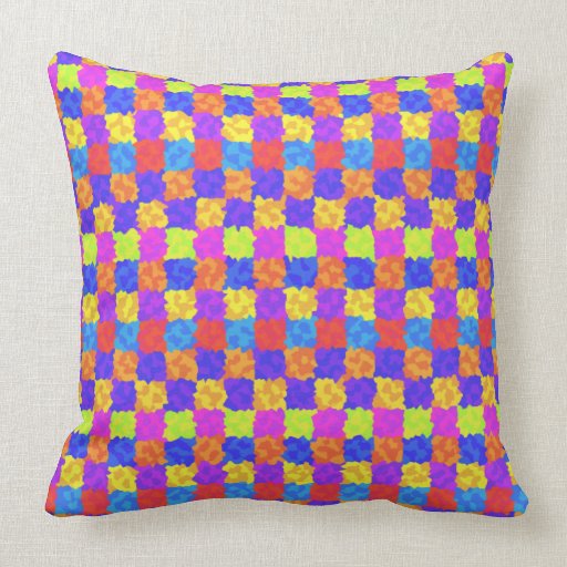 Colorful 1960s Psychedelic Geometric Pattern Pillow