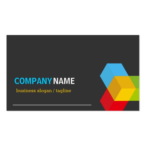 Colorful 3D Cube Logo - Creative Modern Dark Business Card Template (back side)