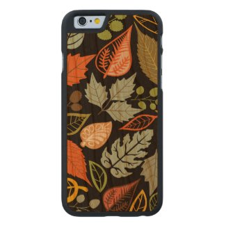 Colorful Abstract Fall Leafs Black Background Carved® Cherry iPhone 6 Slim Case