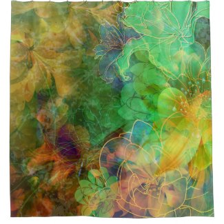 Colorful Abstract Floral Collage Shower Curtain