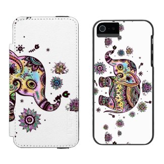 Colorful Abstract Floral Elephant Illustration Incipio Watson™ iPhone 5 Wallet Case