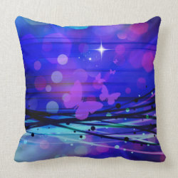 Colorful Abstract Light Rays Butterflies Bubbles Throw Pillow