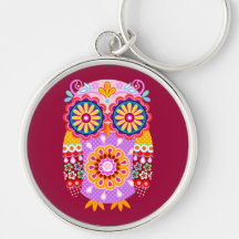 Colorful Abstract Owl keychain