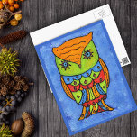 Colorful Abstract Owl Postcard