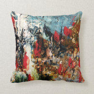 Colorful Abstract Painting of Nature Throw Pillow