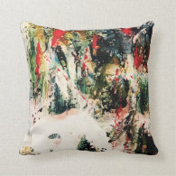 Colorful Abstract Painting of Nature Throw Pillow