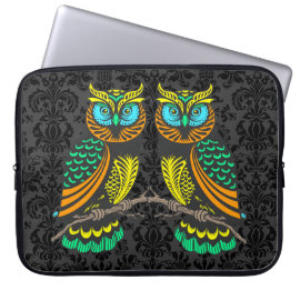 Colorful Abstract Pair Of Owls Computer Sleeves