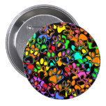 Colorful Abstract Paw Prints Pinback Buttons