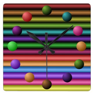 Colorful Abstract Pipes and Buttons Wall Clock