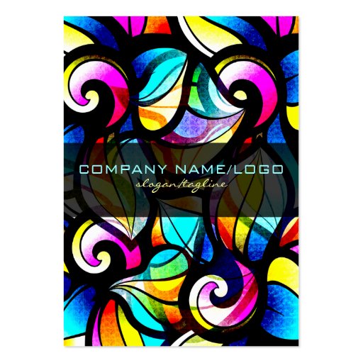 Colorful Abstract Swirls-Stained Glass Look Business Card Templates