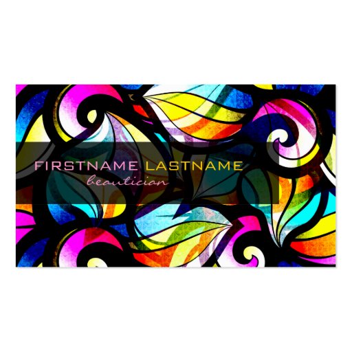 Colorful Abstract Swirls-Stained Glass Look Business Cards (front side)