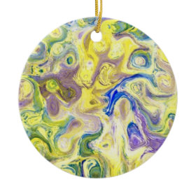 Colorful Abstract Yellow Blue Purple Art Ornament