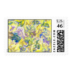 Colorful Abstract Yellow Blue Purple Art Stamp