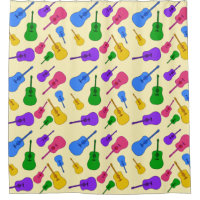 Colorful Acoustic Guitars Pattern Shower Curtains