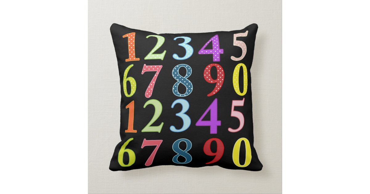 Colorful alphabet and numbers throw pillow Zazzle