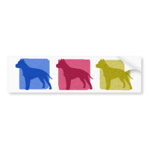 Colorful American Staffordshire Terrier Silhouette bumper stickers